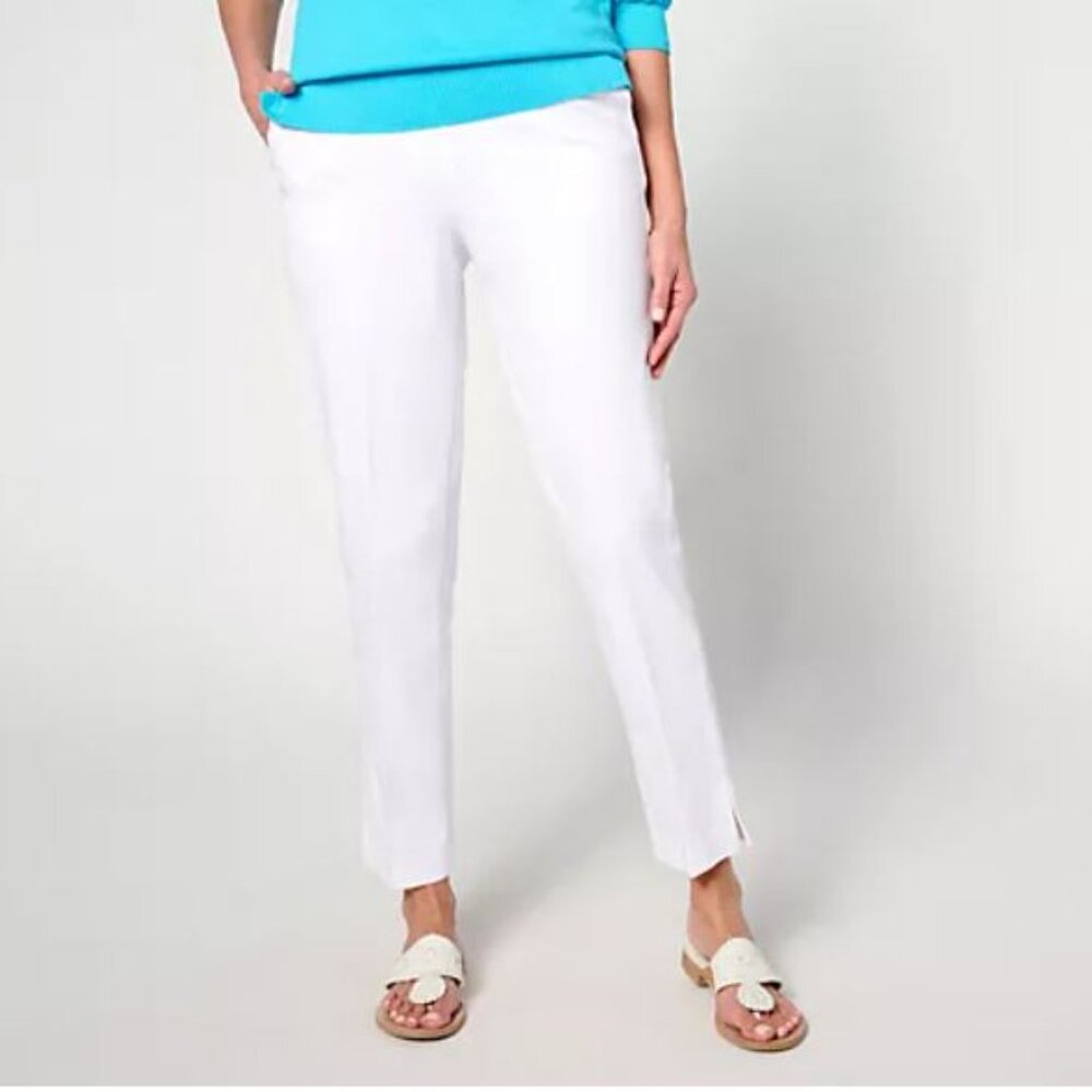 Isaac Mizrahi Live! Regular 24/7 Stretch Icon Ankle Pants - White, Reg 14
